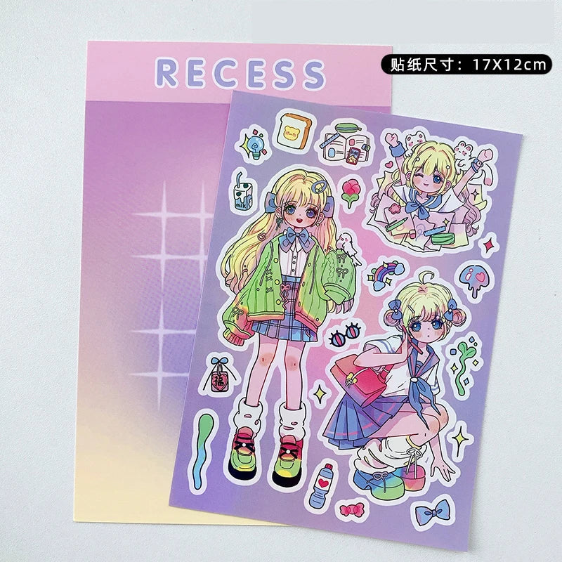 Korean ins Cute Pretty Girls Sticker Diary Scrapbooking DIY Album Decoration Sticker Aesthetic Personalized Kawaii Stationery (Online Order Only)