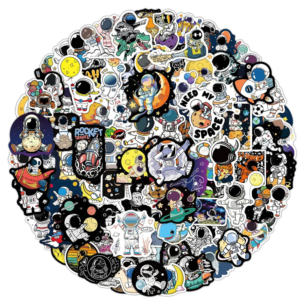 10/30/50/100pcs Funny Cartoon Cute Out Space Astronaut Stickers Laptop Notebook Phone Guitar Aesthetic Sticker Decal Kids Toy (ONLINE ORDER ONLY)
