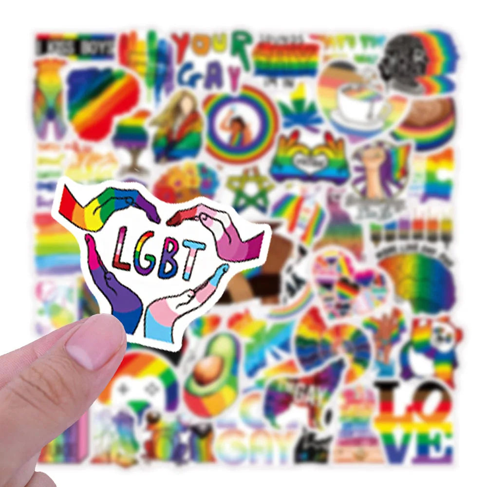 10/30/50PCS Rainbow LGBT Gay Pride Stickers DIY Skateboard Phone Laptop Luggage Suitcase Car Bike Wall Decals Sticker Toys Gift (ONLINE ORDER ONLY)