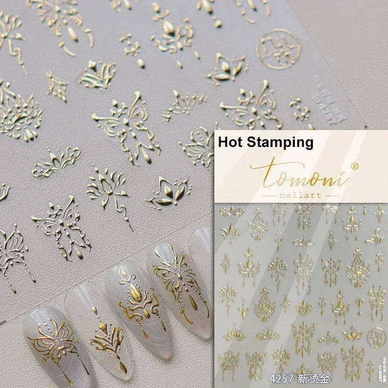 Delicate Tender Purple Butterfly Seal Pattern Insect Shiny Golden Stroke Nail Art Decoration Sticker Dressy Laser Manicure Decal (ONLINE ORDER ONLY)