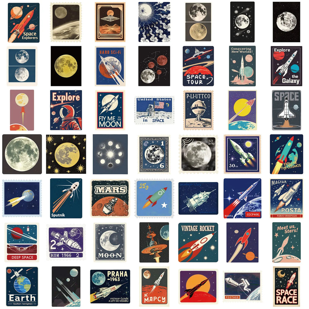 50PCS Space Travel Planner Stickers Aesthetic Motorcycle Phone Car Skateboard Laptop Sticker Decal Classic Toy (Online Order Only)