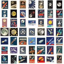 50PCS Space Travel Planner Stickers Aesthetic Motorcycle Phone Car Skateboard Laptop Sticker Decal Classic Toy (Online Order Only)