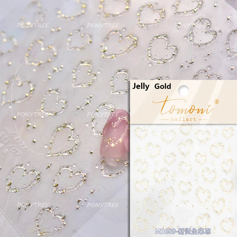Lovely Heart Strawberry Cherry Bowknot Lace Lolita Crystal Rhinestone Line Rococo Chic Adhesive Nail Art Sticker Manicure Decals (ONLINE ORDER ONLY)
