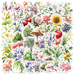 50pcs Cute Cartoon Colorful Plants Aesthetic Stickers Decals For Laptop Water Bottle Luggage Notebook Vinyl Waterproof Graffiti (ONLINE ORDER ONLY)