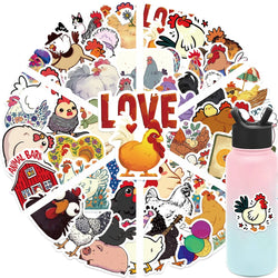 50PCS Cartoon Chicken Animal Stickers Personality Creative Sticker For Desk Refrigerator Phone Skateboard Waterproof Decals﻿ (ONLINE ORDER ONLY)
