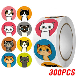 100-500pcs Cute Cat Stickers Animal Cartoon Label Gifts Decoration School Reward Encourage Student Stationery Thank You Stickers (ONLINE ORDER ONLY)