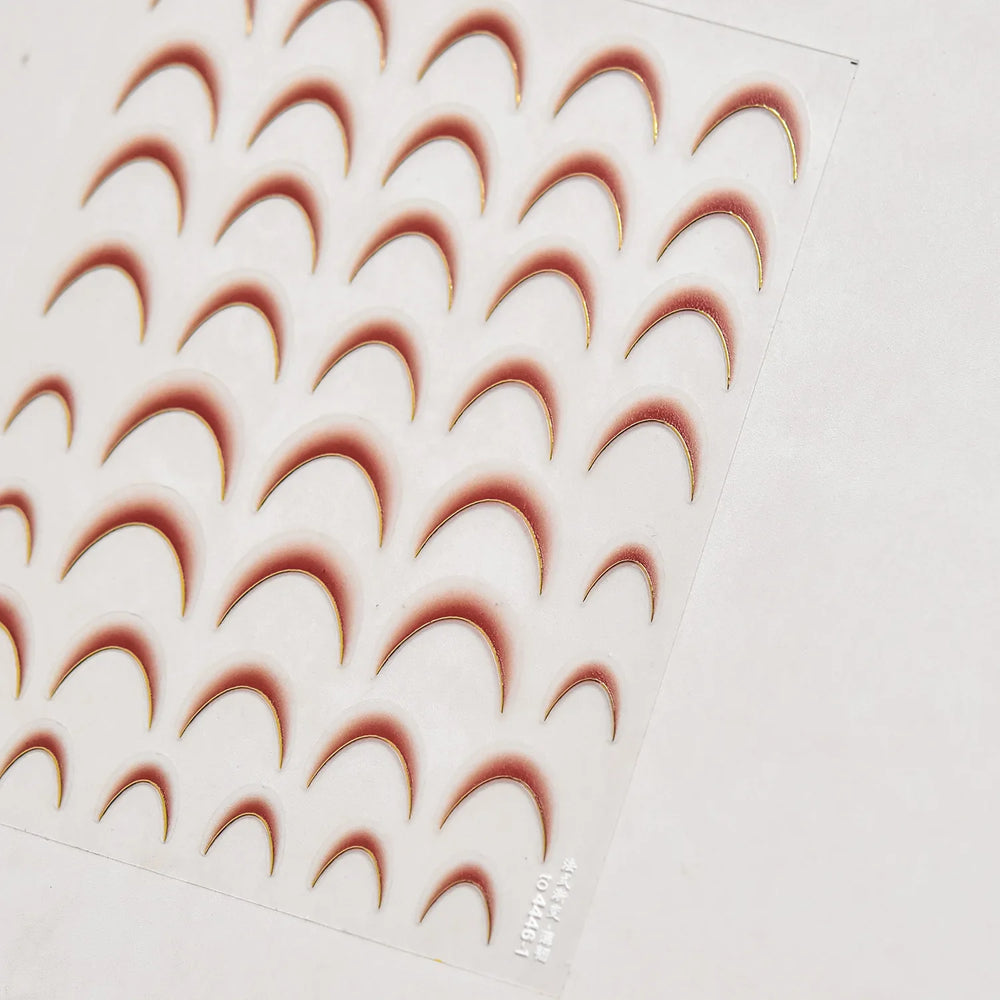 Geometric White Black Red Romantic French Arc Illusion Curve Embossed Relief Self Adhesive Nail Art Stickers 3D Manicure Decals (ONLINE ORDER ONLY)