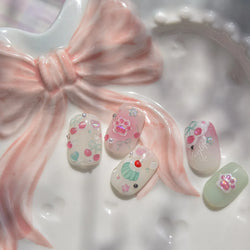 Colored Shiny Jelly Claw Paw Pudding Dessert Cherry Bowknot Cake Bow Tie Drink Food Love Heart Nail Art Sticker Manicure Decal (ONLINE ORDER ONLY)