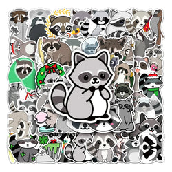 10/30/50PCS Little Raccoon Animal Graffiti Sticker Cartoon Creative Sticker Desk Guitar ComputerCar Waterproof Sticker Wholesale (ONLINE ORDER ONLY)