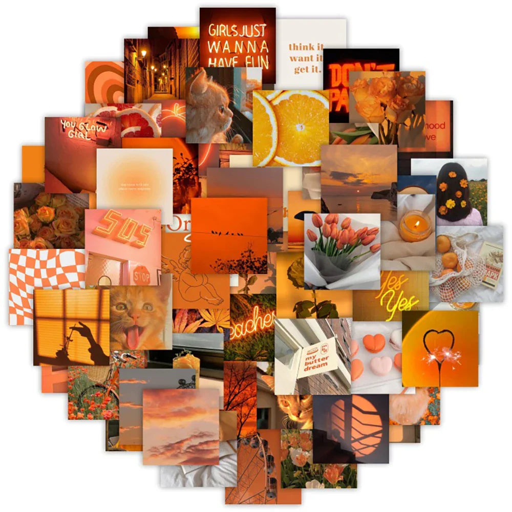 Cute Orange VSCO Girl Stickers for Skateboard, Phone, Laptop, Fridge, Suitcase, Car - Waterproof Decals 10/30/63pcs (Online Order Only)