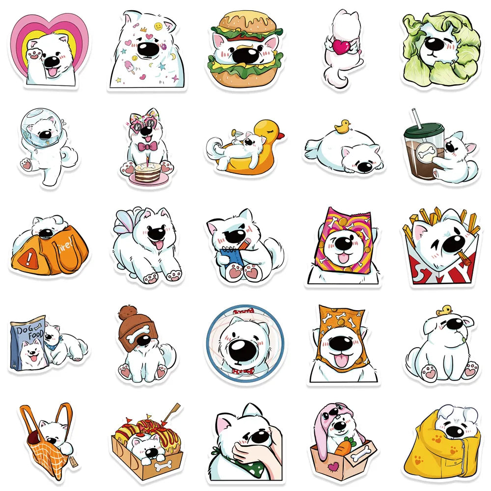 10/30/50PCS Kawaii Samoyed Dog Cartoon Stickers Cute Decals For Laptop Luggage Phone Notebook Bike DIY Decoration Sticker Toys (Online Order Only)