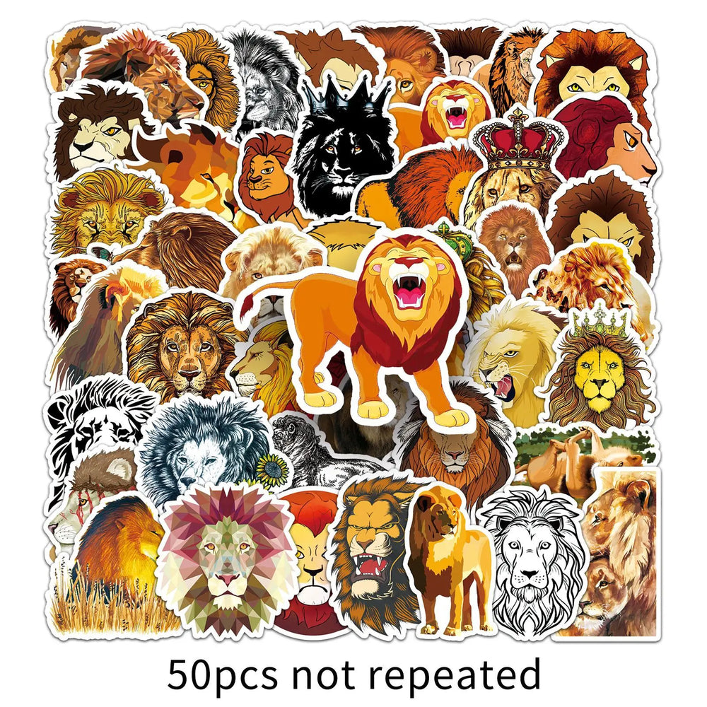 50Pcs Cartoon Lion Graffiti Stickers for Helmet Wall DIY Decoration (Online Order Only)