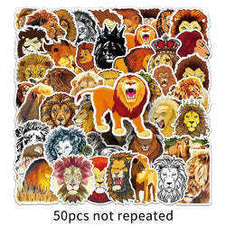 50Pcs Cartoon Lion Graffiti Stickers for Helmet Wall DIY Decoration (Online Order Only)
