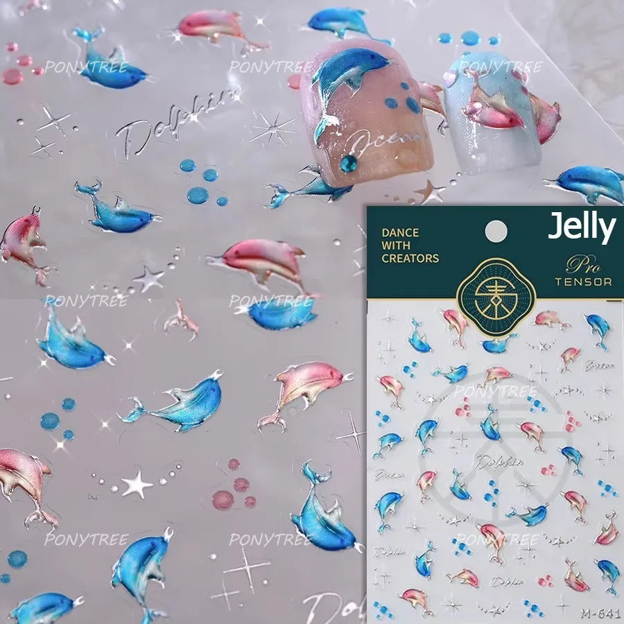 Lotus Flower Leaf Goldfish Ripple Wavelet Water Droplet Lotus Pond Brocaded Carp Self Adhesive Nail Art Stickers Manicure Decals (Online Order Only)