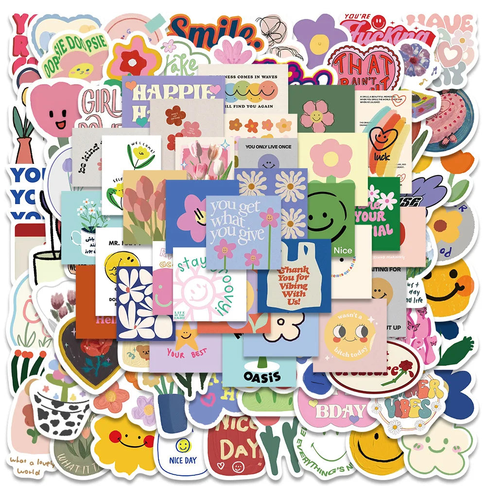 90PCS Cute Flower Cartoon Motivational Stickers for Teachers and Kids (ONLINE ORDER ONLY)