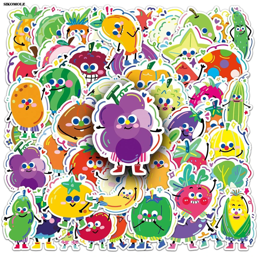 Cartoon Fruits & Vegetables Stickers for Laptop Luggage DIY 10/30/50pcs (Online Order Only)