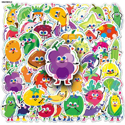 Cartoon Fruits & Vegetables Stickers for Laptop Luggage DIY 10/30/50pcs (Online Order Only)