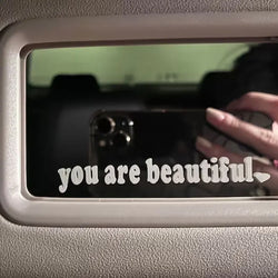The Text Car Stickers You Are Beautiful Interior Decoration Rear View Mirror Fashion Stickers Creative Sport PVC Vinyl Decals (ONLINE ORDER ONLY)