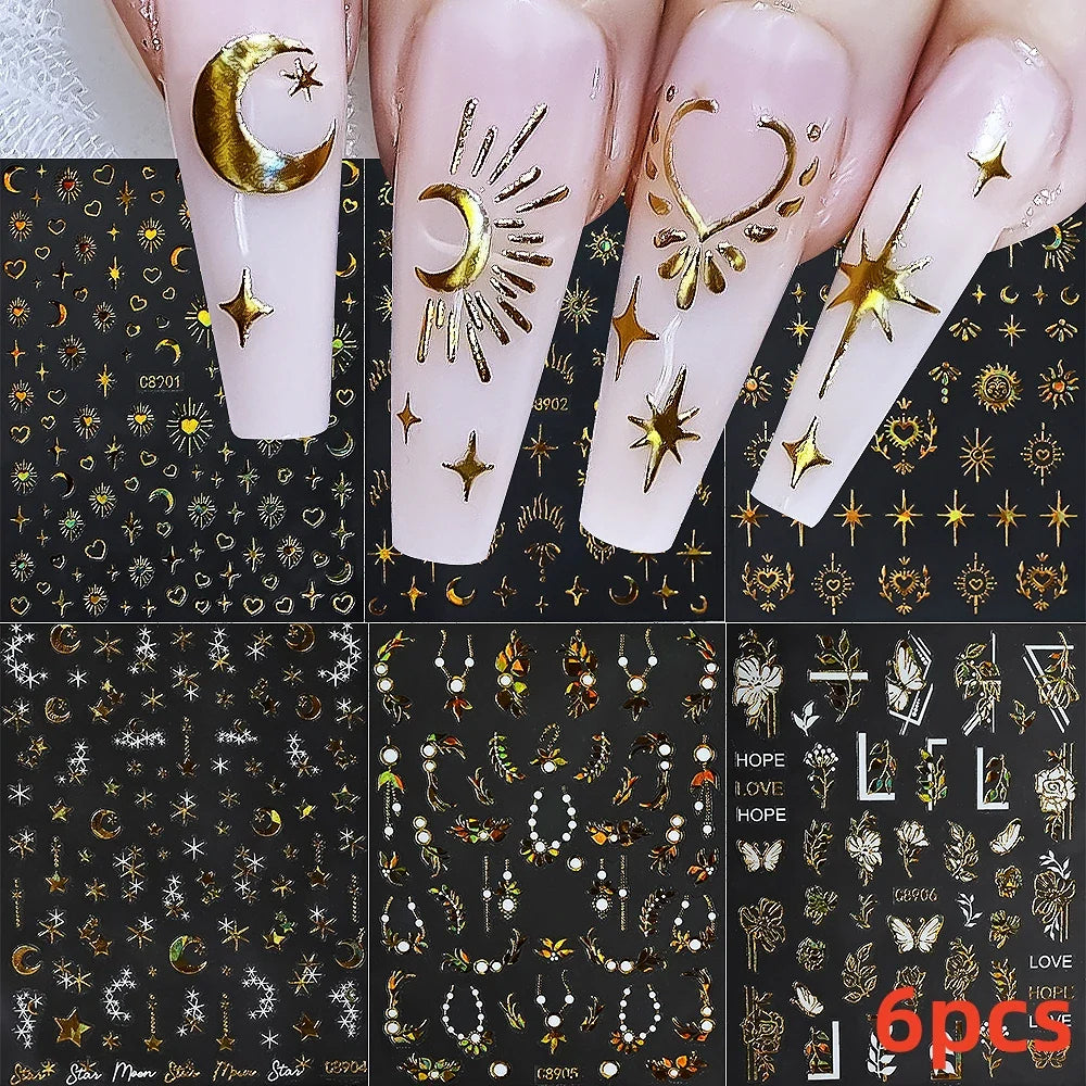 5/8Pcs 3D Hawaiian Flowers Nail Art Stickers Summer Decors with Tropical Leaves Slider Vibrant Pink & White Flowers for Parties* (ONLINE ORDER ONLY)