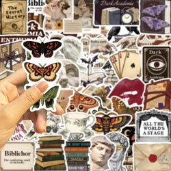 50PCS Cool Aesthetic Dark Academia Stickers Waterproof Cartoon Art Decals Phone Laptop Luggage Skateboard Sticker (ONLINE ORDER ONLY)