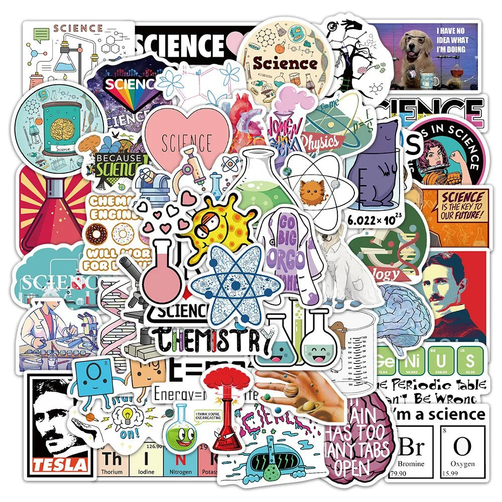 Science Chemistry Stickers 10/25/50pcs for DIY Scrapbook, Water Bottle, Laptop, Guitar, Car, Helmet Decal (ONLINE ORDER ONLY)