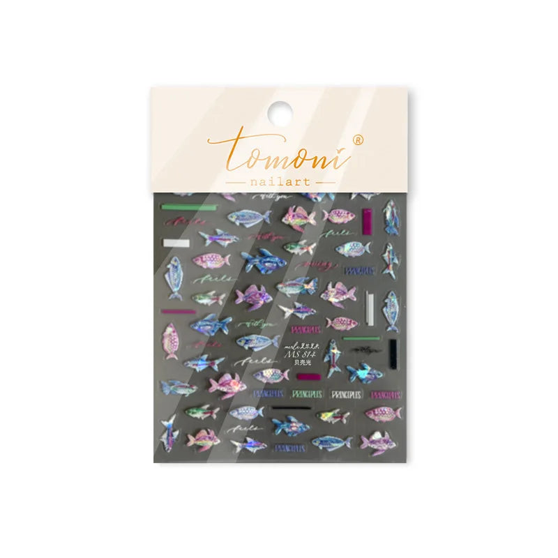 Deep Sea Animal Fish Shoal of Fish Whale Coral Dolphin Summer Beach Cute Jellyfish Bubble Bathyal Fauna Nail Art Stickers Decals (ONLINE ORDER ONLY)