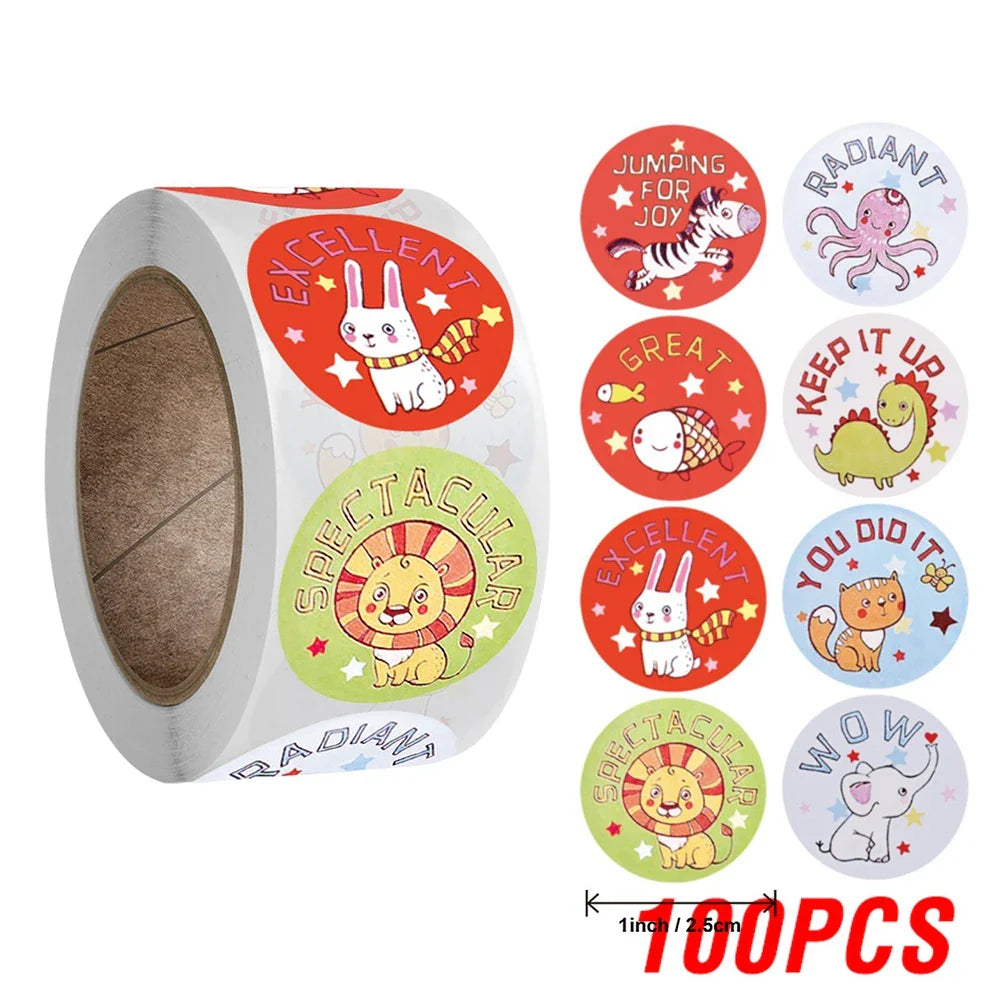 100-500pcs Kids Reward Stickers Puppy Dog Cat Encouragement Labels for Teachers Cute Animals Sticker Stationery Pegatinas (ONLINE ORDER ONLY)