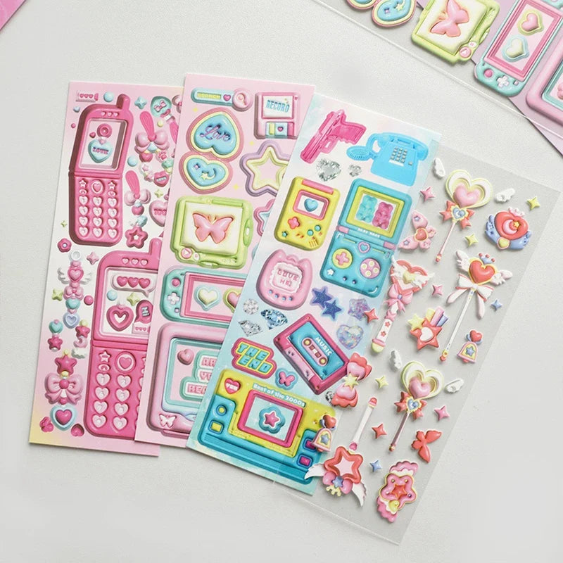 1pcs Ins Cute Love Magic Wand 3D Stickers Planner Journal Scrapbooking Decorative Sticker Aesthetic Kawaii Korean Stationery (Online Order Only)