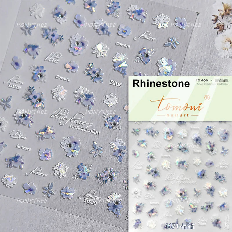 Peach Blossom Gradual Pink Petal Flower Line Bowknot Hot Stamping Halo Dyeing Delicate Adhesive Nail Art Sticker Manicure Decals (ONLINE ORDER ONLY)