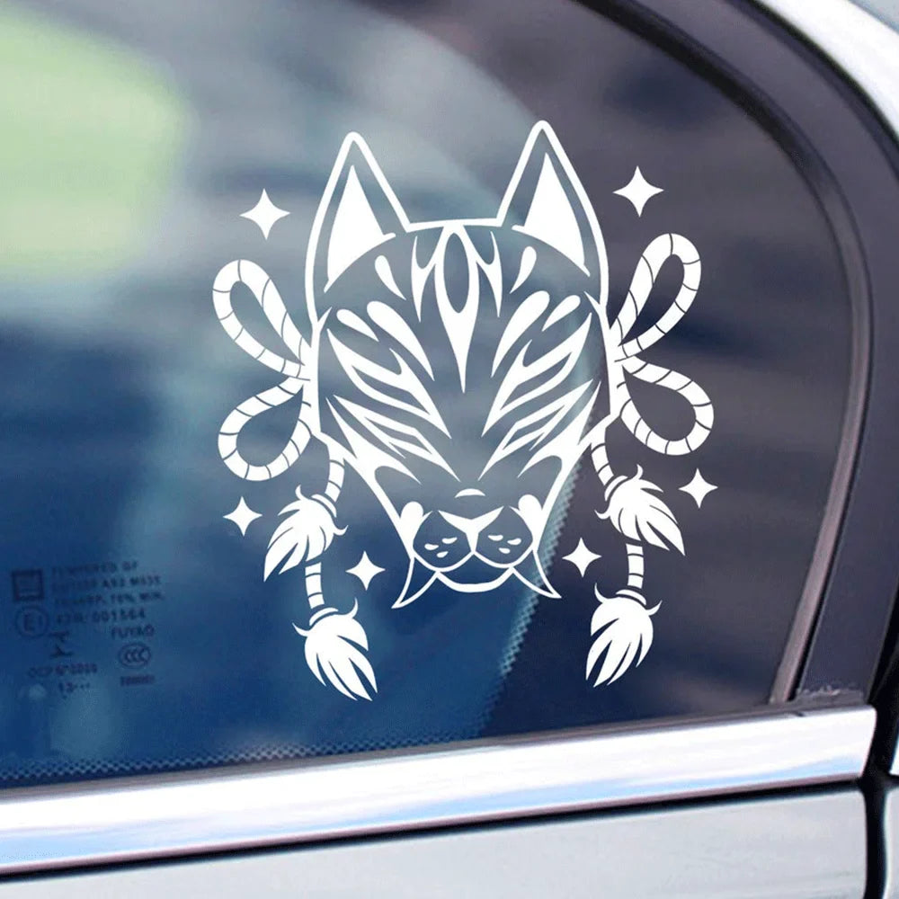 A Nine Tailed Fox Mask Car Sticker for  Window Door Motorcycle Sticker External Accessories Die Cutting Waterproof Vinyl Decals (ONLINE ORDER ONLY)