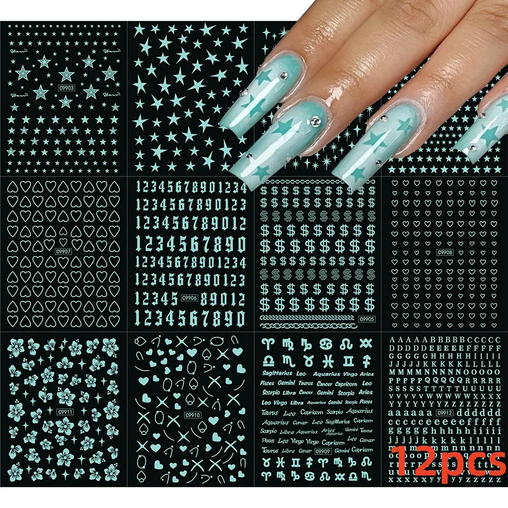 8pcs Gothic Alphabet Design Nail Art Stickers Retro English Letter Nail Art Stickers 3D Self-Adhesive Designs Nail Art Supplies* (Online Order Only)