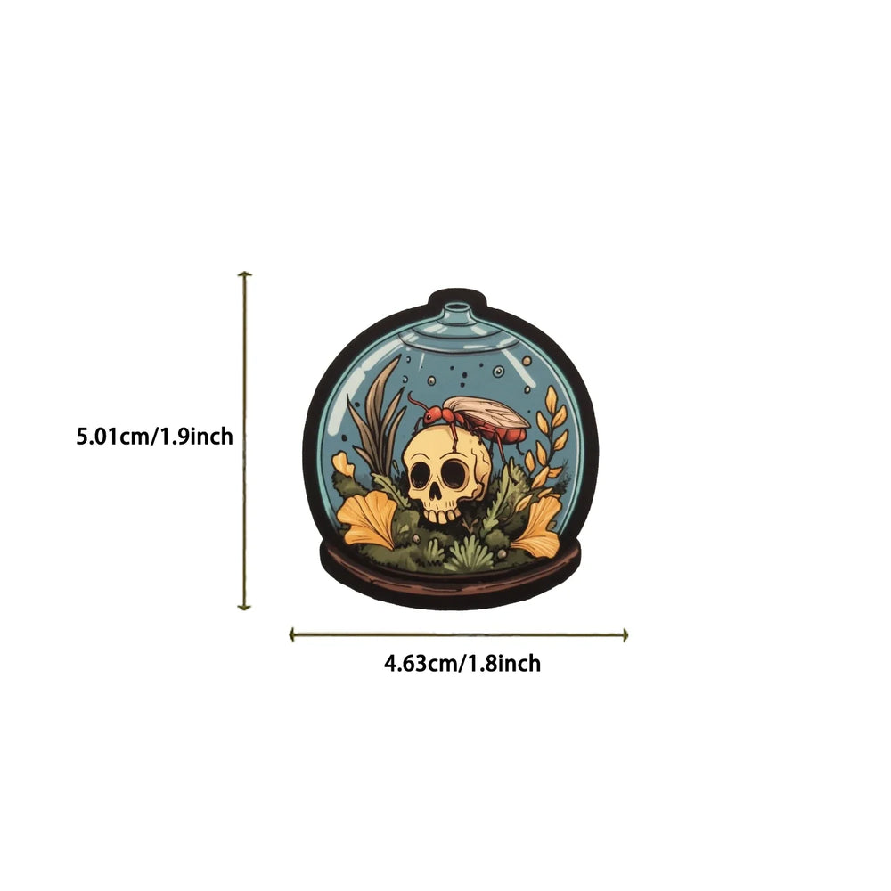 50pcs Glass Animals Taxidermy Pattern Stickers Creative Skeleton Stickers Cute Pretty Cool Aesthetics Cartoon Vinyl Stickers (Online Order Only)