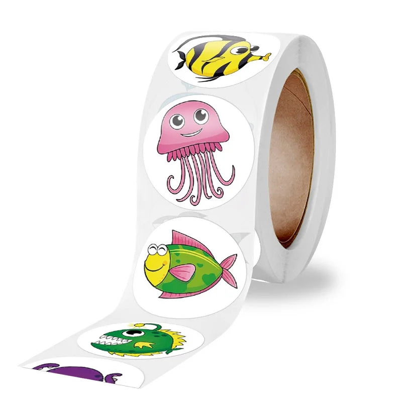 100-500PCS New Kids Stickers Korean Stationery Rolling Cartoon Animal Stickers Roll Small Packaging Stickers Photocard Decor (ONLINE ORDER ONLY)