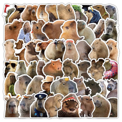 10/30/60PCS Cute Capybara Stickers Cartoon Toys Kids DIY Fridge Notebook Bike Laptop Notebook Car PVC Waterproof Graffiti Decals (Online Order Only)