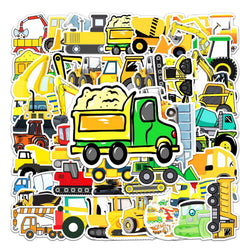 50Pcs Engineering Vehicle Cartoon Waterproof Vinyl Stickers (Online Order Only)