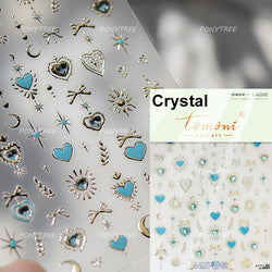 Pink Bowknot Star Moon Starburst Sun Polar Day Polar Night Sword Rose Flower Wreath Adhesive Nail Art Stickers Manicure Decals (ONLINE ORDER ONLY)