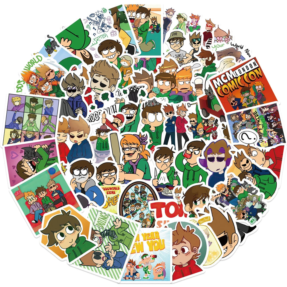 52pcs Eddsworld Cartoon Cute Stickers Vinyl Waterproof Decals For Laptop Luggage Skateboard DIY Kids Toys Sticker (Online Order Only)