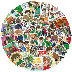 52pcs Eddsworld Cartoon Cute Stickers Vinyl Waterproof Decals For Laptop Luggage Skateboard DIY Kids Toys Sticker (Online Order Only)