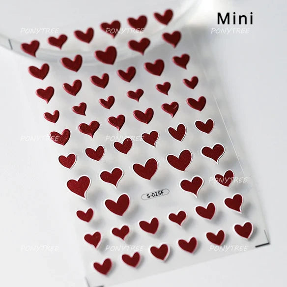 Black Silver Bowknot Love Heart Lace Irregular Line Lava Chic Self Adhesive Nail Art Stickers Embossed Reliefs Manicure Decals (Online Order Only)