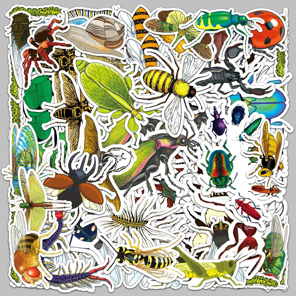 60pcs Cute Insect Cartoon Stickers for Helmet, Wall, Desktop Decoration (ONLINE ORDER ONLY)