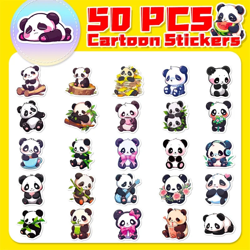 10/30/50PCS Cute Panda PVC Sticker Aesthetic Decoration Scrapbooking Korean Stationery DIY Hand Accounting School Supplies (ONLINE ORDER ONLY)