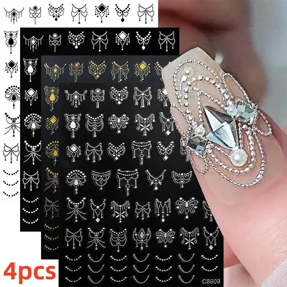 5/8Pcs 3D Hawaiian Flowers Nail Art Stickers Summer Decors with Tropical Leaves Slider Vibrant Pink & White Flowers for Parties* (ONLINE ORDER ONLY)