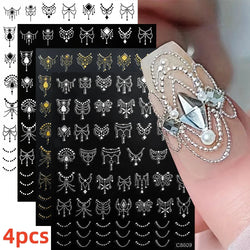 5/8Pcs 3D Hawaiian Flowers Nail Art Stickers Summer Decors with Tropical Leaves Slider Vibrant Pink & White Flowers for Parties* (ONLINE ORDER ONLY)