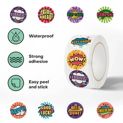 500pcs Cute Reward Stickers Roll with Word Motivational Stickers for School Teacher Kids Student Stationery Stickers Kids (Online Order Only)