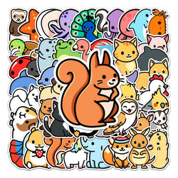 50Pcs Cute Animal Cartoon Waterproof Vinyl Stickers for Skateboard Snowboard (ONLINE ORDER ONLY)