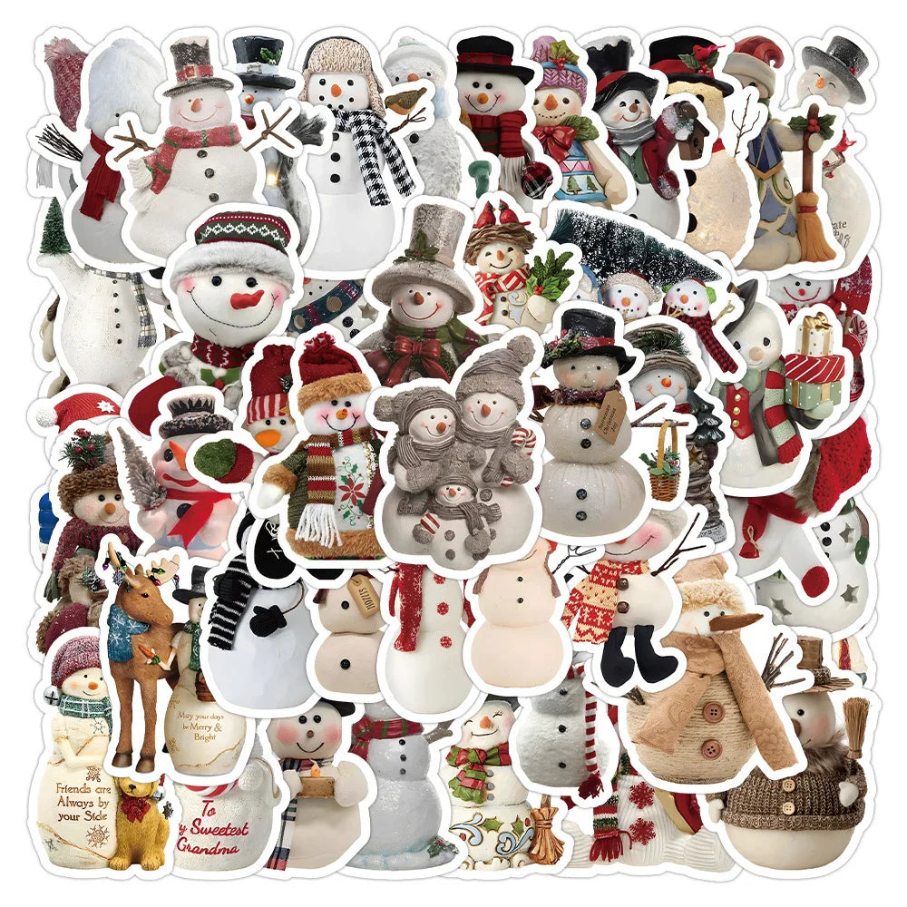 Retro Christmas Snowman Stickers - 10/30/50pcs for Laptop, Phone, Luggage, Fridge, Notebook (ONLINE ORDER ONLY)