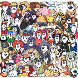 10/30/50PCS Cute Husky Cartoon Stickers Goofy Husky Graffiti Dog Decals Luggage Laptop Phone Guitar Car Bike Skateboard Sticker (ONLINE ORDER ONLY)