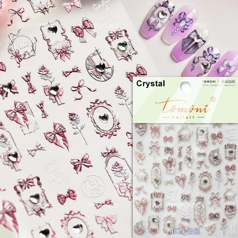 Cute Pet Creamy Rabbit Bear Dog Ribbon Bowknot Lamb Red Painted Heartbeat Flowers Adhesive Nail Art Stickers 3D Manicure Decals (Online Order Only)
