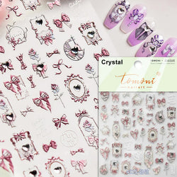 Cute Pet Creamy Rabbit Bear Dog Ribbon Bowknot Lamb Red Painted Heartbeat Flowers Adhesive Nail Art Stickers 3D Manicure Decals (Online Order Only)