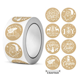 100-500pcs Kraft Paper Christmas Stickers New Year Thank You Stickers Christmas Decoration  For Card Gift Box Package 1inch (ONLINE ORDER ONLY)